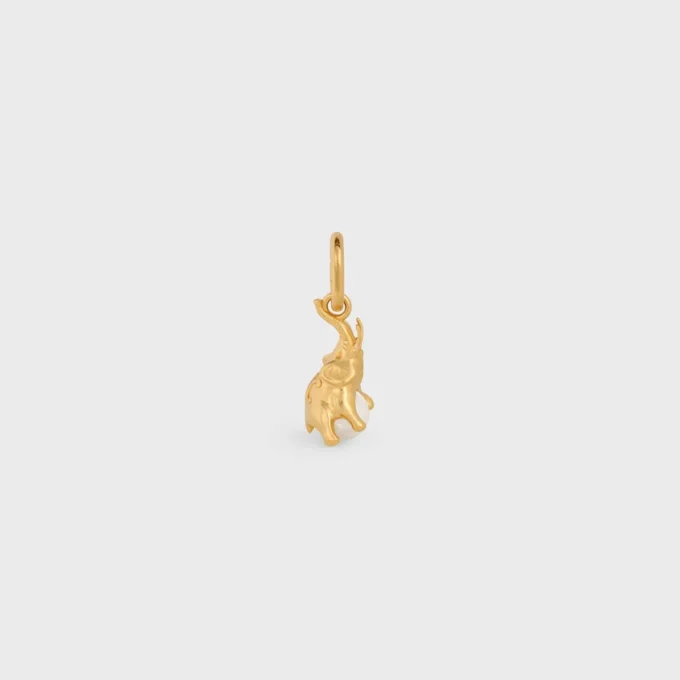 Anhänger Elefant auf Perle aus Messing mit Goldfinish und Kunstharzperle Anhänger Elefant auf Perle aus Messing mit Goldfinish und Kunstharzperle