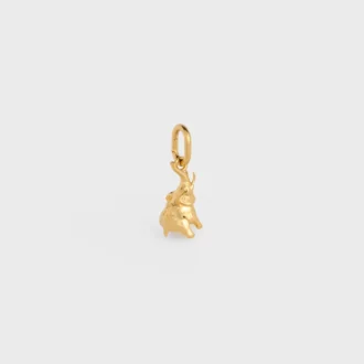 Anhänger Elefant auf Perle aus Messing mit Goldfinish und Kunstharzperle