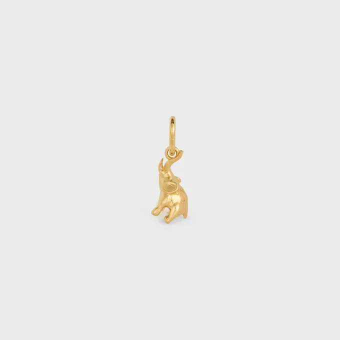 Anhänger Elefant auf Perle aus Messing mit Goldfinish und Kunstharzperle Anhänger Elefant auf Perle aus Messing mit Goldfinish und Kunstharzperle