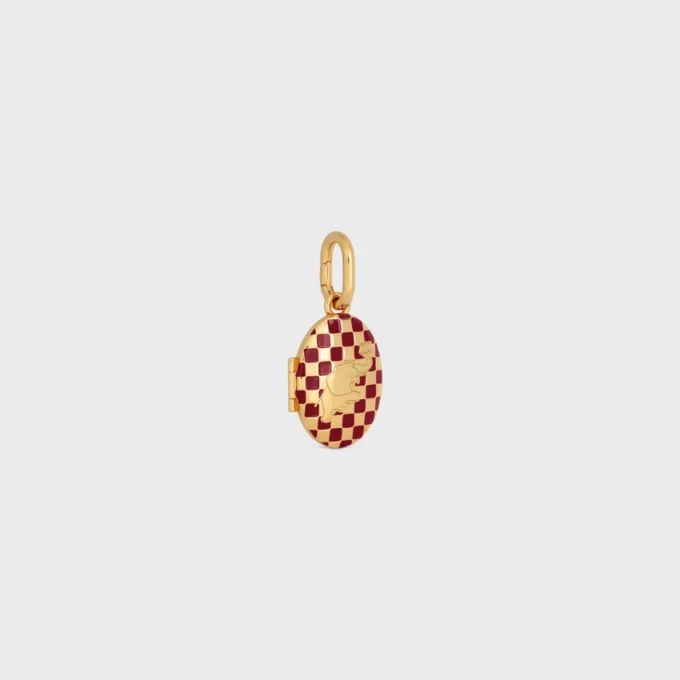 Anhänger Elefantenmedaillon aus Messing mit Goldfinish, Emaille und Stahl Anhänger Elefantenmedaillon aus Messing mit Goldfinish, Emaille und Stahl