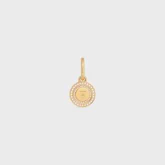 Anhänger Perlenmedaille aus Kunstharzperlen und Messing mit Goldfinish