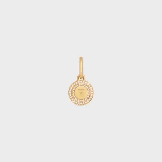 Anhänger Perlenmedaille aus Kunstharzperlen und Messing mit Goldfinish Anhänger Perlenmedaille aus Kunstharzperlen und Messing mit Goldfinish
