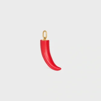 Anhänger „Small Horn“ aus Harz, Leder und Messing mit Goldfinish