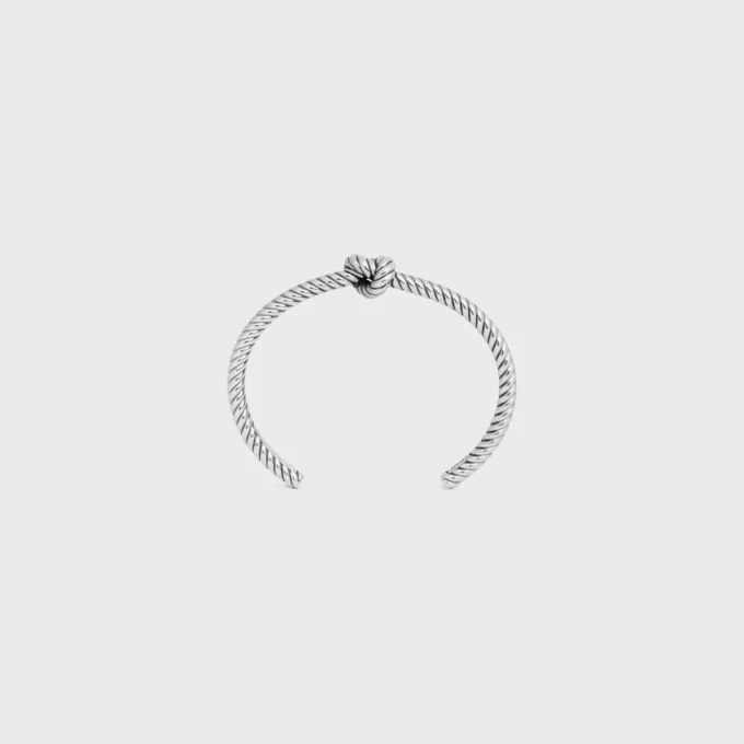 Armreif mit Knotenkordel-Muster aus Messing mit Rhodium-Finish