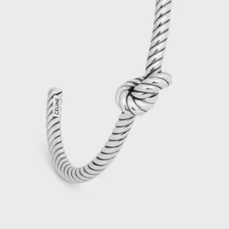 Armreif mit Knotenkordel-Muster aus Messing mit Rhodium-Finish