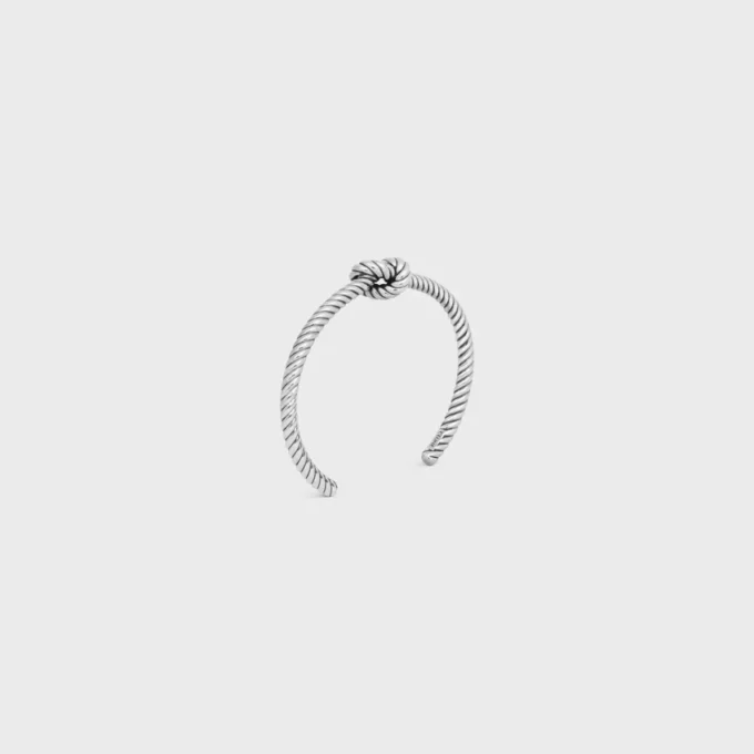 Armreif mit Knotenkordel-Muster aus Messing mit Rhodium-Finish