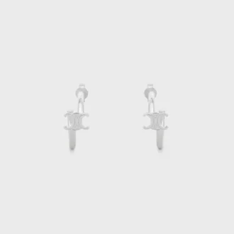 Asymmetrische Triomphe-Creolen aus Messing mit Rhodium-Finish
