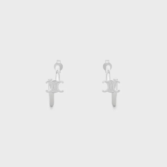 Asymmetrische Triomphe-Creolen aus Messing mit Rhodium-Finish Asymmetrische Triomphe-Creolen aus Messing mit Rhodium-Finish