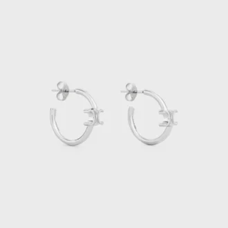 Asymmetrische Triomphe-Creolen aus Messing mit Rhodium-Finish