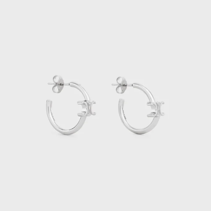 Asymmetrische Triomphe-Creolen aus Messing mit Rhodium-Finish Asymmetrische Triomphe-Creolen aus Messing mit Rhodium-Finish