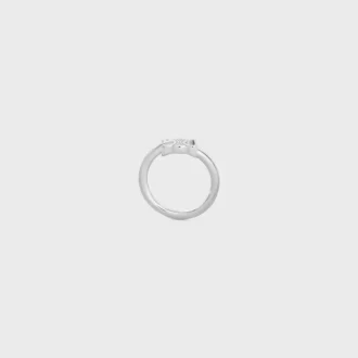 Asymmetrischer Ring „Triomphe“ aus Messing mit Rhodium-Finish