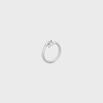 Asymmetrischer Ring „Triomphe“ aus Messing mit Rhodium-Finish