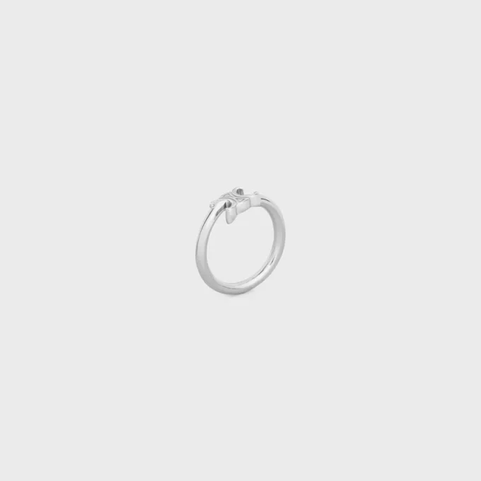 Asymmetrischer Ring „Triomphe“ aus Messing mit Rhodium-Finish