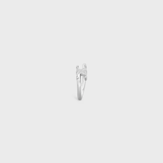 Asymmetrischer Ring „Triomphe“ aus Messing mit Rhodium-Finish