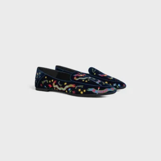 Aura Loafer aus besticktem Samt im College-Stil