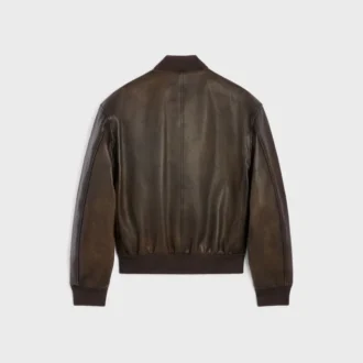 Aviator-Teddyjacke aus genarbtem Kalbsleder