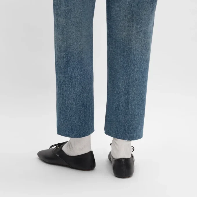 Ballerina-Schuh mit Schnürung aus Lammleder