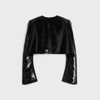 Bestickte Bolero-Jacke aus Wollgabardine