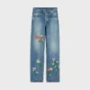 Bestickte Boyfriend-Jeans 001 aus Baumwoll-Denim