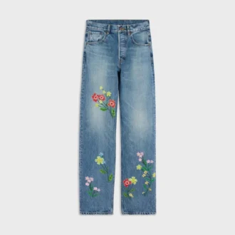 Bestickte Boyfriend-Jeans 001 aus Baumwoll-Denim