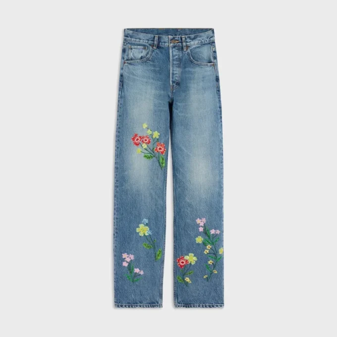 Bestickte Boyfriend-Jeans 001 aus Baumwoll-Denim