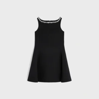 Besticktes Kleid aus doppeltem Wollkrepp