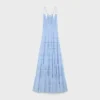 Besticktes langes Kleid aus Baumwoll-Seiden-Crepon Besticktes langes Kleid aus Baumwoll-Seiden-Crepon