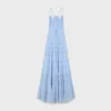 Besticktes langes Kleid aus Baumwoll-Seiden-Crepon Besticktes langes Kleid aus Baumwoll-Seiden-Crepon