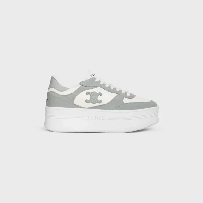 Block-Keil-Sneaker aus Kalbsleder und Kalbsveloursleder Block-Keil-Sneaker aus Kalbsleder und Kalbsveloursleder