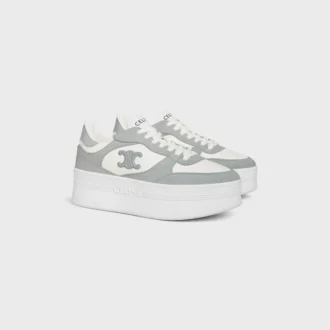 Block-Keil-Sneaker aus Kalbsleder und Kalbsveloursleder