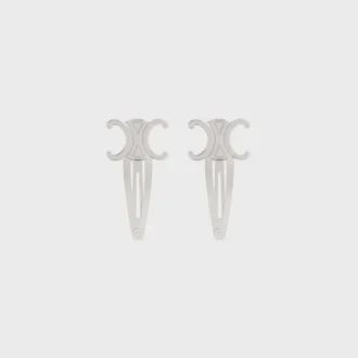CELINE 2er-Set Haarspangen aus Messing mit Rhodium-Finish und Stahl