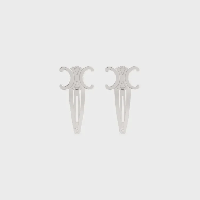 CELINE 2er-Set Haarspangen aus Messing mit Rhodium-Finish und Stahl CELINE 2er-Set Haarspangen aus Messing mit Rhodium-Finish und Stahl