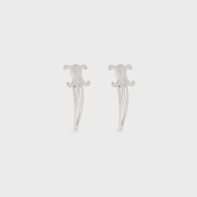CELINE 2er-Set Haarspangen aus Messing mit Rhodium-Finish und Stahl CELINE 2er-Set Haarspangen aus Messing mit Rhodium-Finish und Stahl