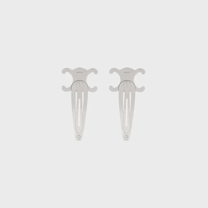 CELINE 2er-Set Haarspangen aus Messing mit Rhodium-Finish und Stahl CELINE 2er-Set Haarspangen aus Messing mit Rhodium-Finish und Stahl