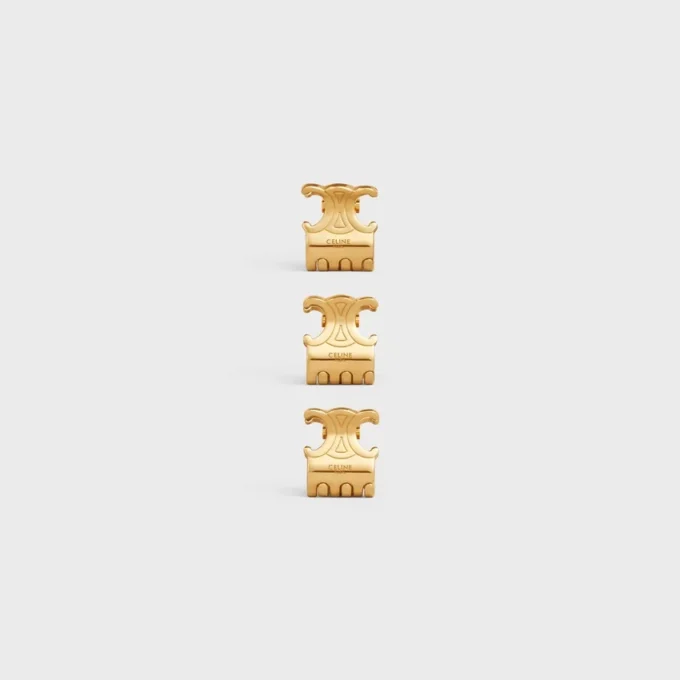 CELINE 3er-Set Mini-Haarklammern aus Messing mit Goldfinish und Stahl CELINE 3er-Set Mini-Haarklammern aus Messing mit Goldfinish und Stahl