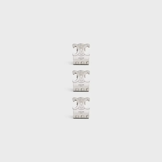 CELINE 3er-Set Mini-Haarklammern aus Messing mit Rhodiumbeschichtung und Stahl CELINE 3er-Set Mini-Haarklammern aus Messing mit Rhodiumbeschichtung und Stahl