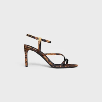 CELINE Ava Sandale aus Grosgrain-Stoff mit Leopardenmuster