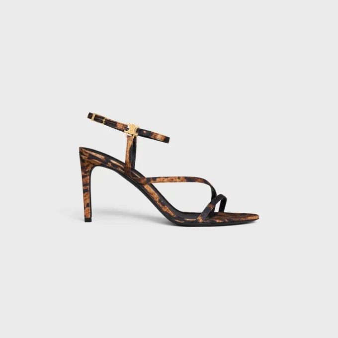 CELINE Ava Sandale aus Grosgrain-Stoff mit Leopardenmuster CELINE Ava Sandale aus Grosgrain-Stoff mit Leopardenmuster