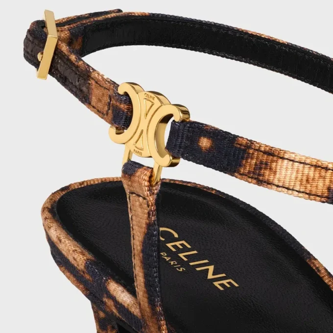 CELINE Ava Sandale aus Grosgrain-Stoff mit Leopardenmuster CELINE Ava Sandale aus Grosgrain-Stoff mit Leopardenmuster