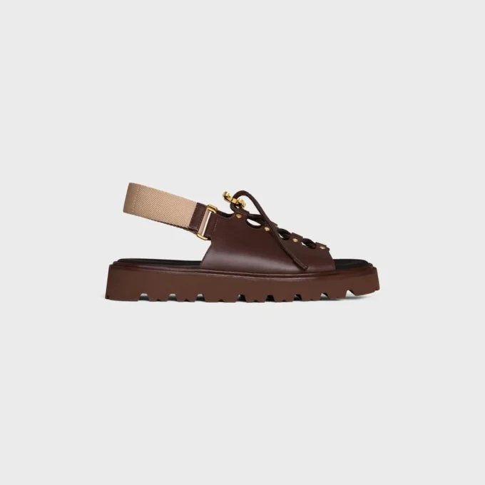 CELINE Billie Chunky Sandale aus Kalbsleder und Textil CELINE Billie Chunky Sandale aus Kalbsleder und Textil