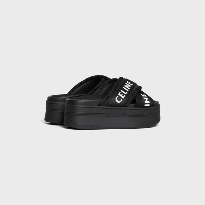 Celine Block Slide aus Mesh, Nylon und Textil mit Celine-Jacquard Celine Block Slide aus Mesh, Nylon und Textil mit Celine-Jacquard
