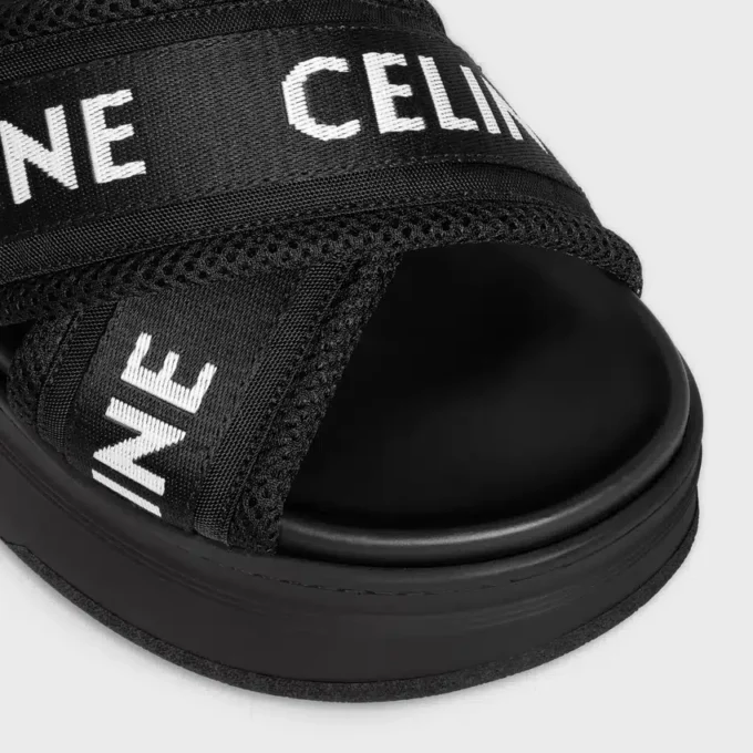 Celine Block Slide aus Mesh, Nylon und Textil mit Celine-Jacquard Celine Block Slide aus Mesh, Nylon und Textil mit Celine-Jacquard