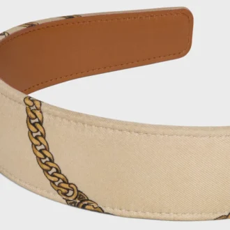 CELINE Chains Stirnband aus Seide und Kalbsleder