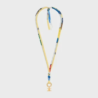 CELINE Charms Cordon-Halskette aus Seide und Messing mit Goldfinish