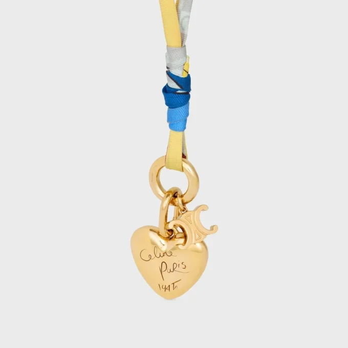 CELINE Charms Cordon-Halskette aus Seide und Messing mit Goldfinish CELINE Charms Cordon-Halskette aus Seide und Messing mit Goldfinish