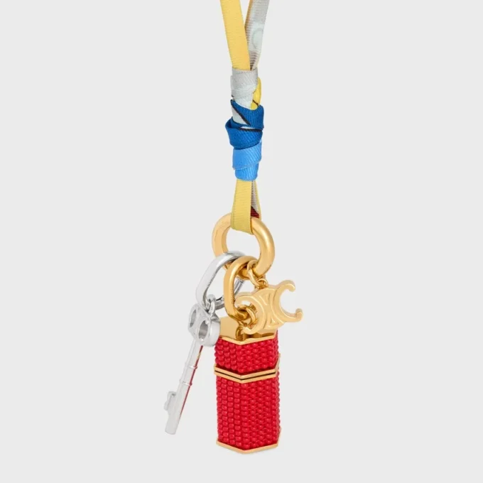 CELINE Charms Cordon-Halskette aus Seide und Messing mit Goldfinish CELINE Charms Cordon-Halskette aus Seide und Messing mit Goldfinish