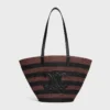 Celine Classic Panier Couffin aus gestreiftem Raffia und Kalbsleder