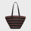 Celine Classic Panier Couffin aus gestreiftem Raffia und Kalbsleder