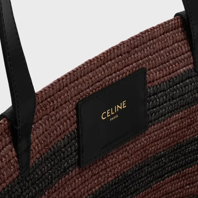 Celine Classic Panier Couffin aus gestreiftem Raffia und Kalbsleder