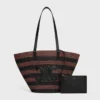 Celine Classic Panier Couffin aus gestreiftem Raffia und Kalbsleder